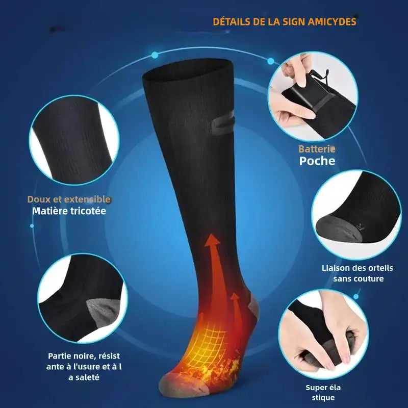 Chaussettes Chauffantes Électriques Rechargeables