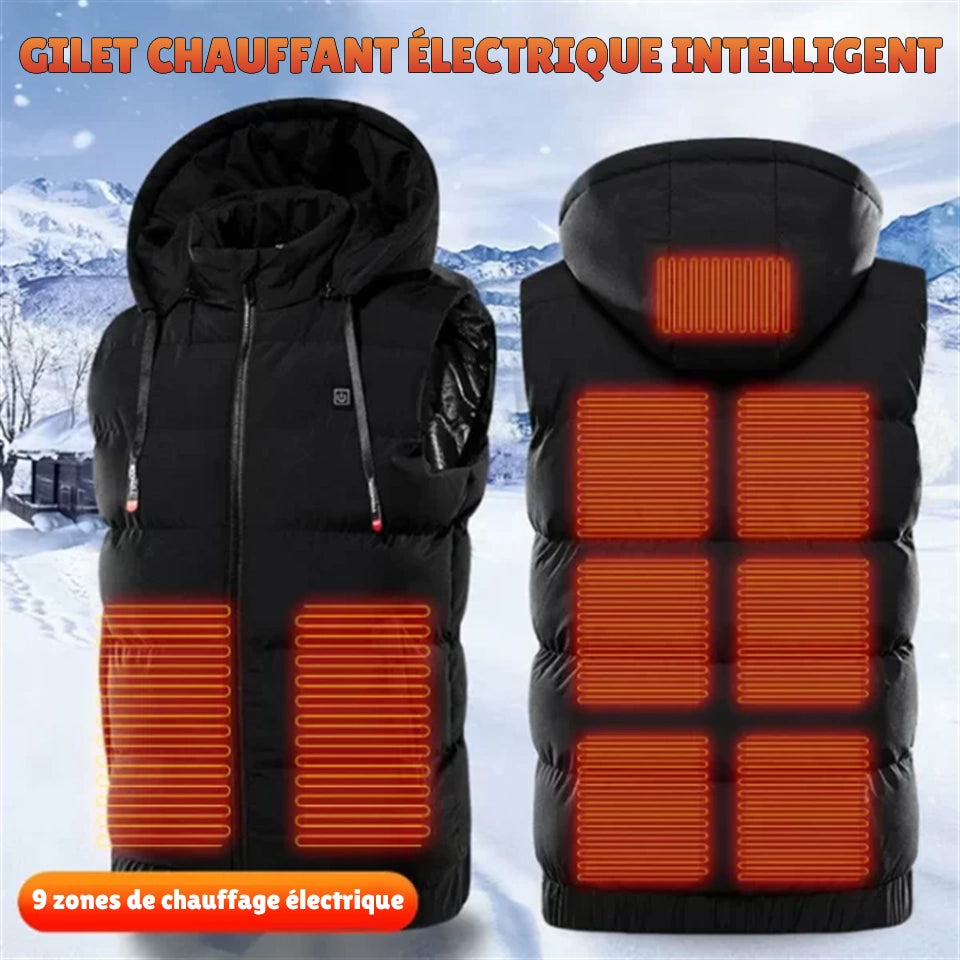 Gilet chauffant rechargeable pour homme, veste chauffante légère avec capuche amovible, gilet chauffant pour la randonnée