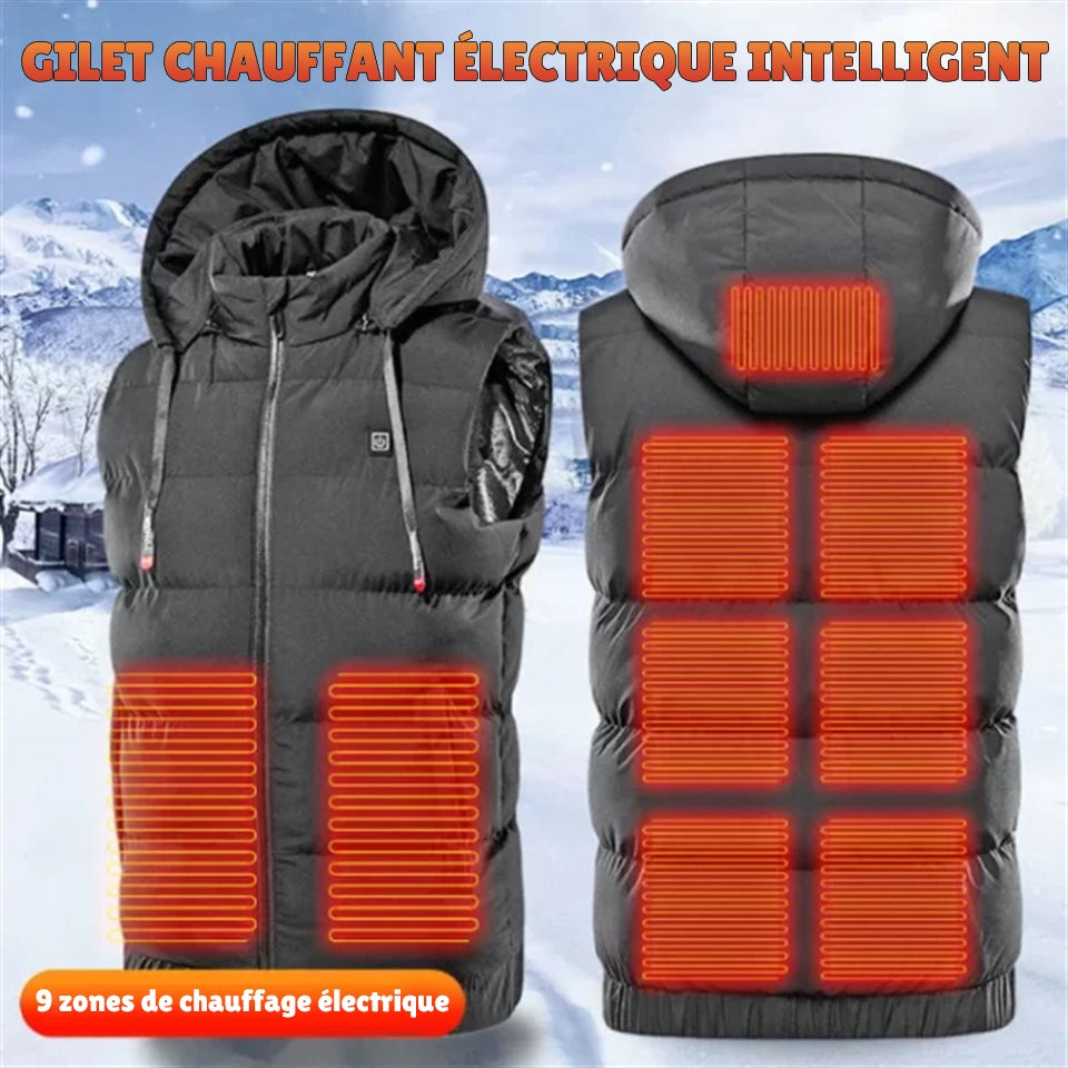 Gilet chauffant rechargeable pour homme, veste chauffante légère avec capuche amovible, gilet chauffant pour la randonnée