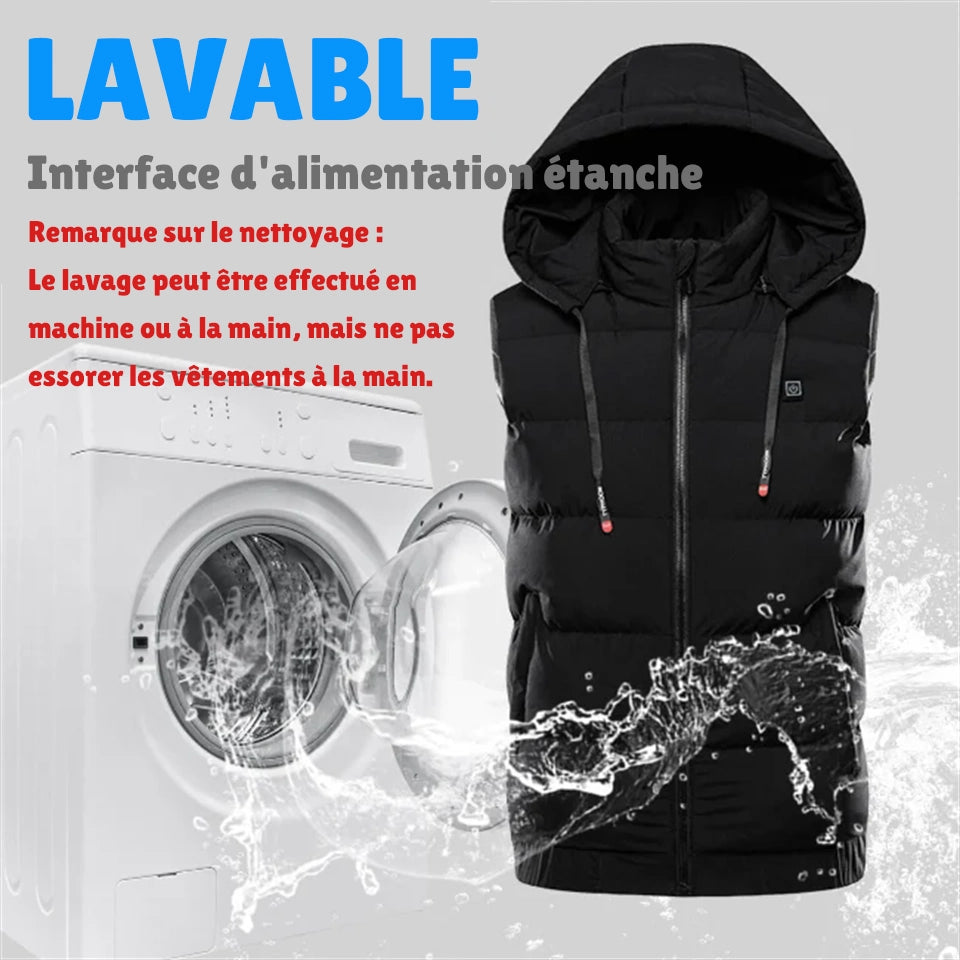 Gilet chauffant rechargeable pour homme, veste chauffante légère avec capuche amovible, gilet chauffant pour la randonnée