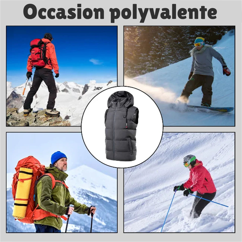 Gilet chauffant rechargeable pour homme, veste chauffante légère avec capuche amovible, gilet chauffant pour la randonnée