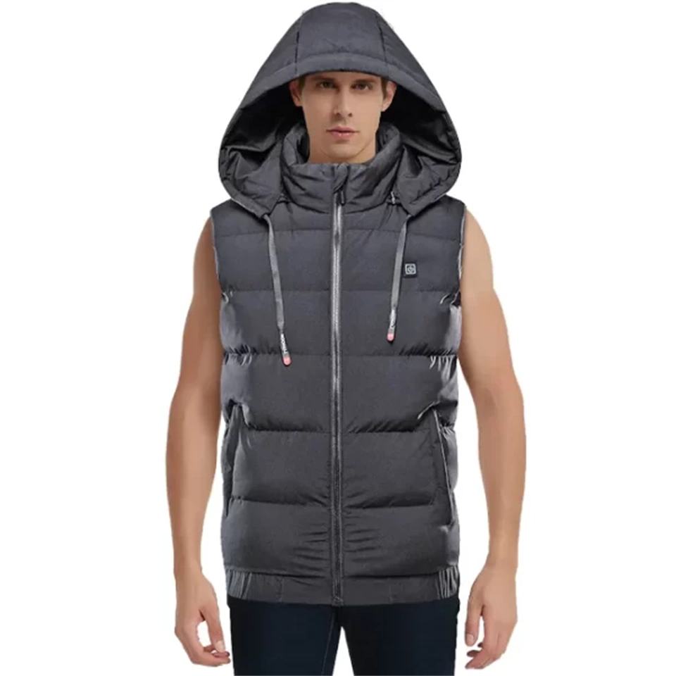 Gilet chauffant rechargeable pour homme, veste chauffante légère avec capuche amovible, gilet chauffant pour la randonnée