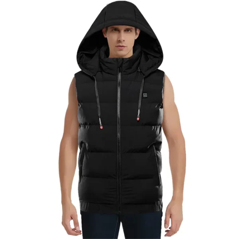 Gilet chauffant rechargeable pour homme, veste chauffante légère avec capuche amovible, gilet chauffant pour la randonnée