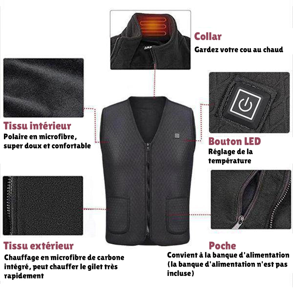 Gilet chauffant rechargeable pour homme/femme