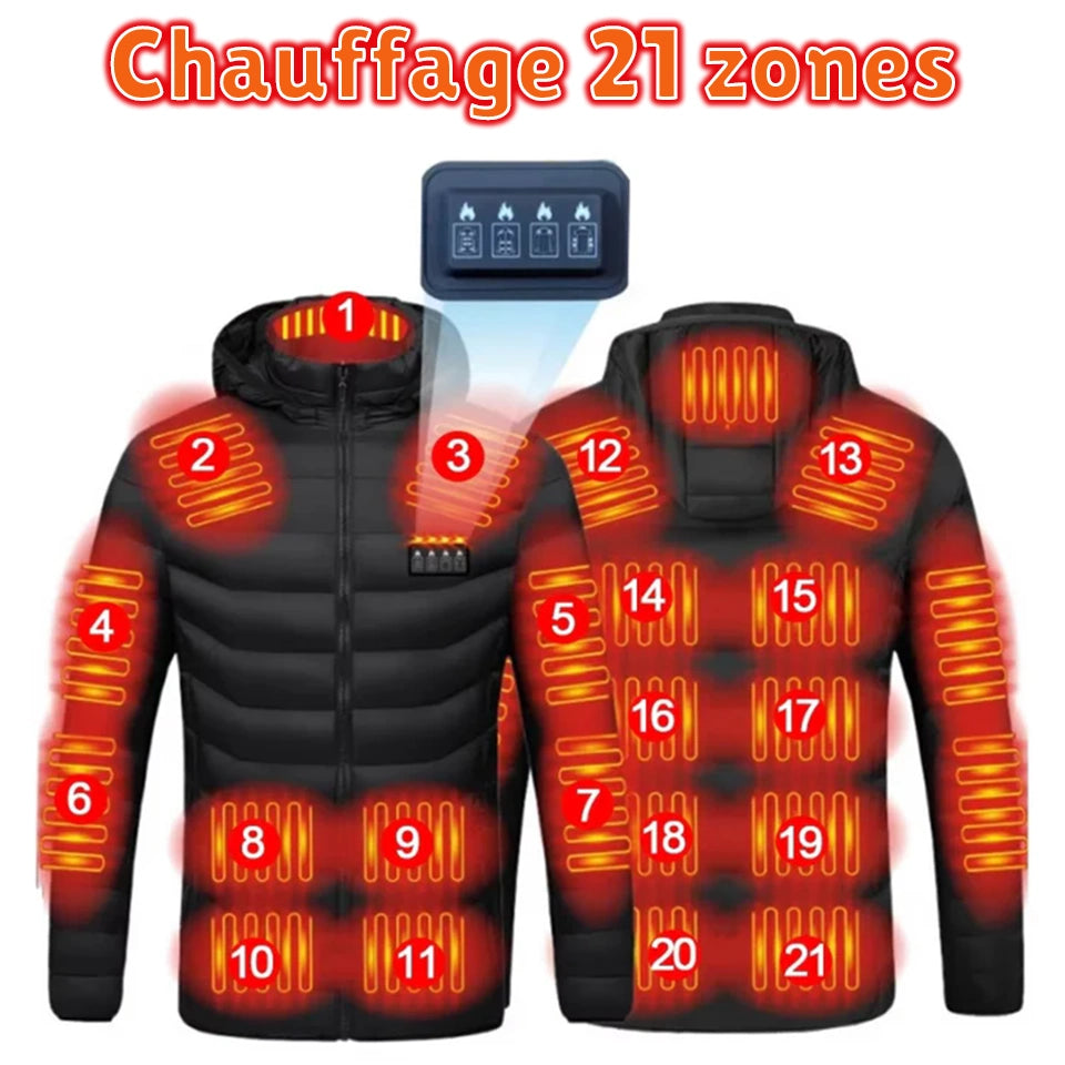 Manteau chauffant 21 zones pour hommes et femmes